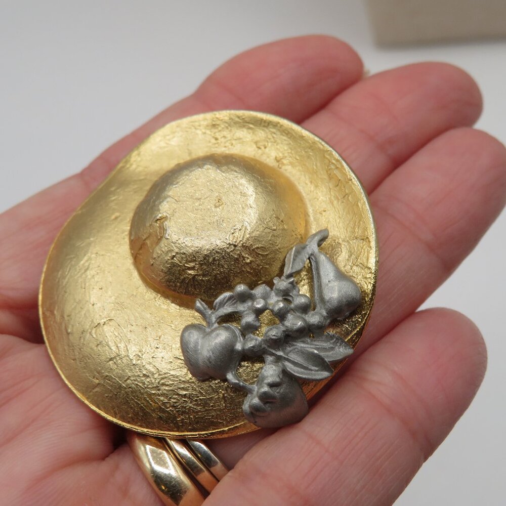 Ultra Craft Vintage Hat Gold Tone Brooch